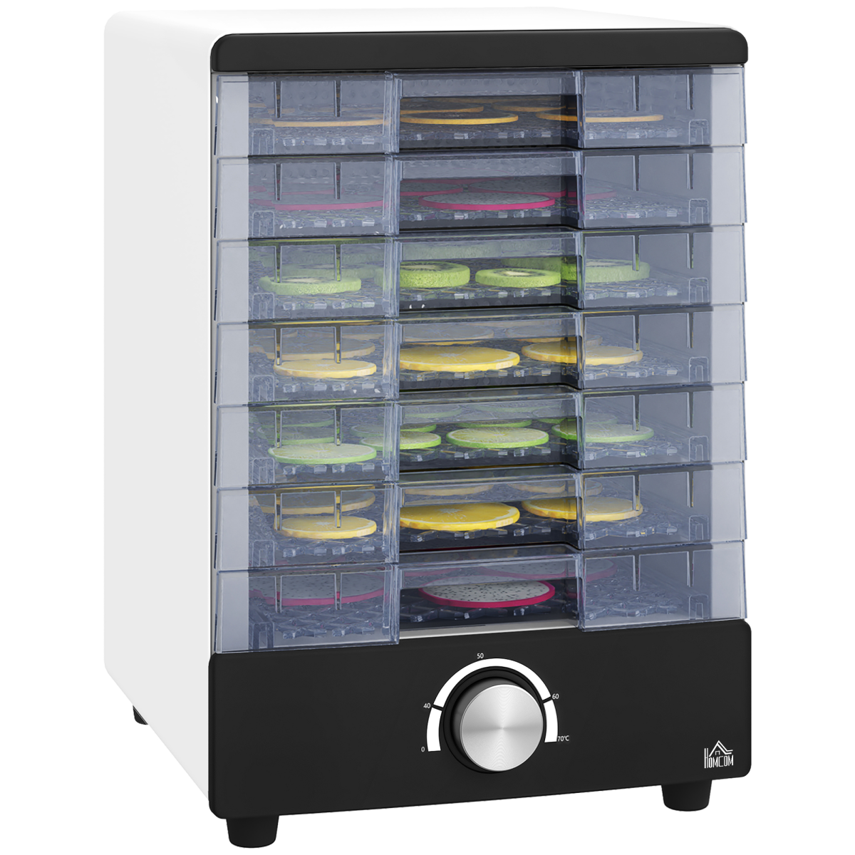 HOMCOM 7-Tray Stainless Steel Food Dehydrator for Fruit & Meat, White