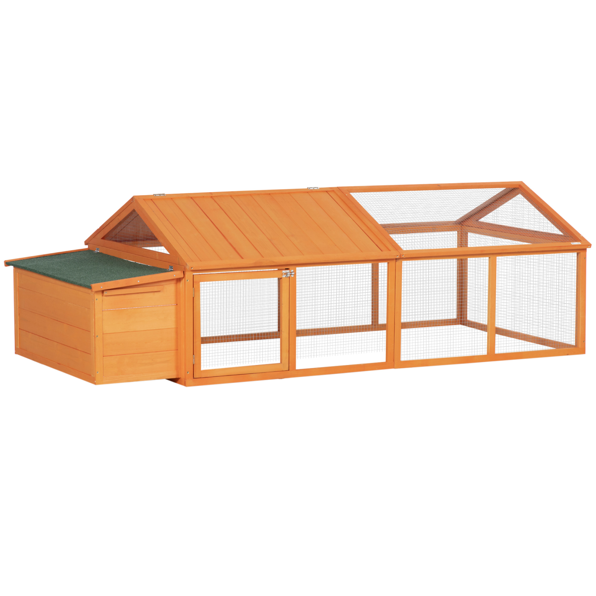 PawHut Wooden Chicken Run with Nesting Box, Openable Roof