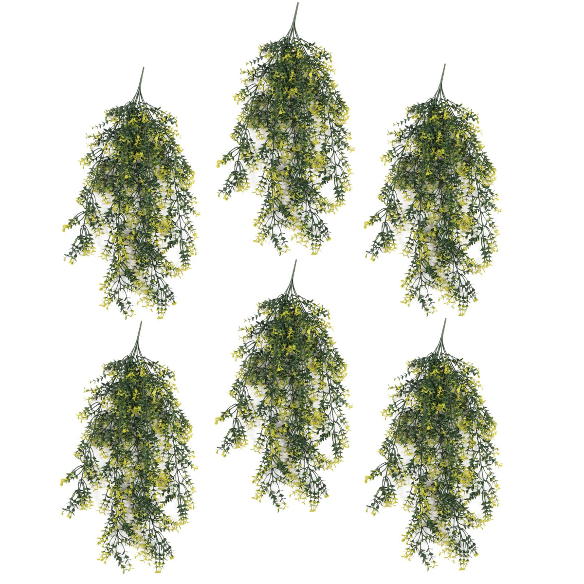 Pack of 6 x 76cm Hanging Artificial Variegated Plant, UV and Fire Resistant