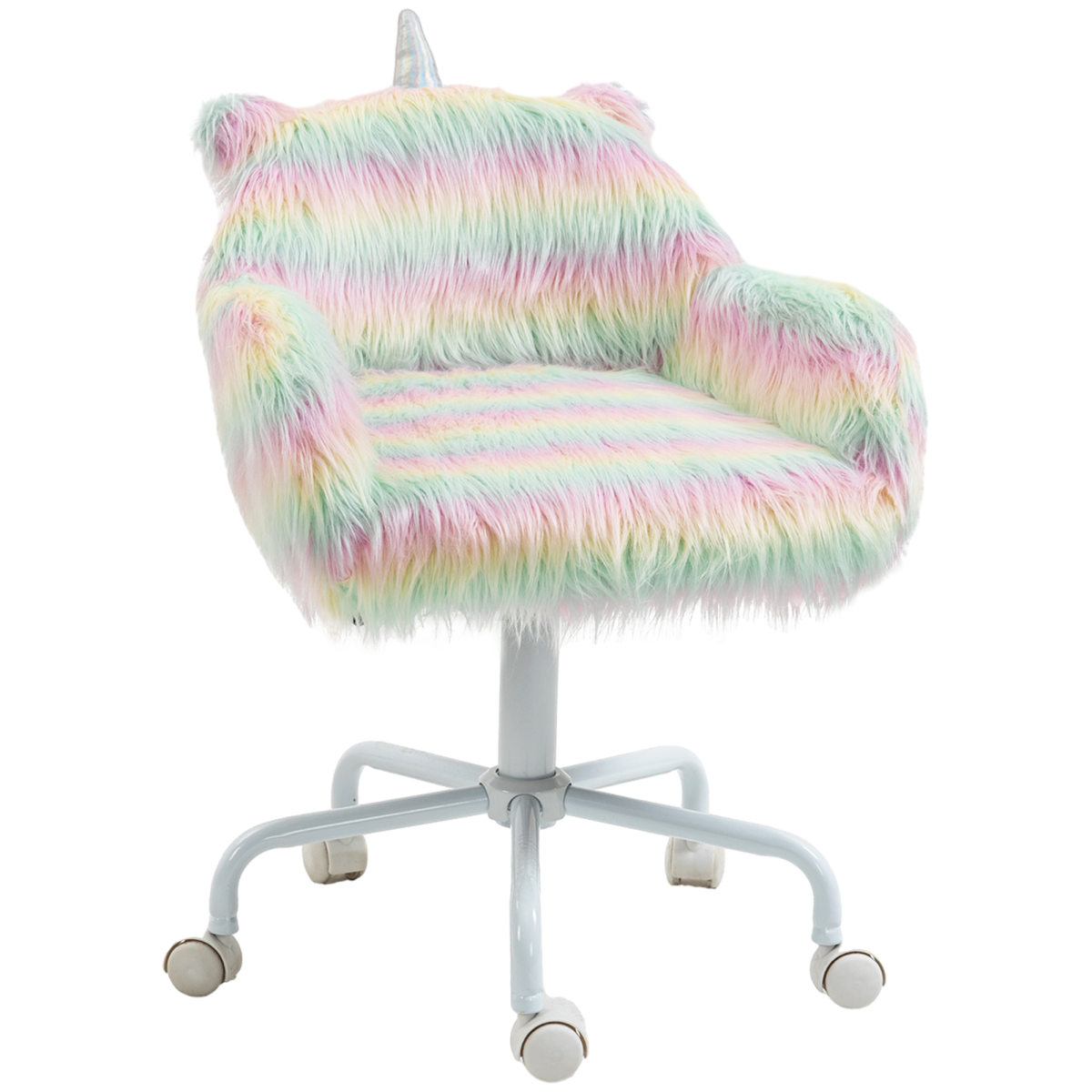 Vinsetto Faux Fur Unicorn Desk Chair with Armrests, Adjustable Height