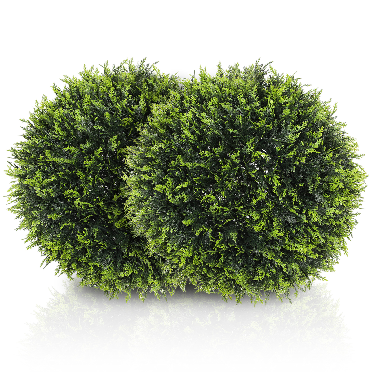 HOMCOM Set of 2 Artificial Faux Cedar Topiary Balls, Green
