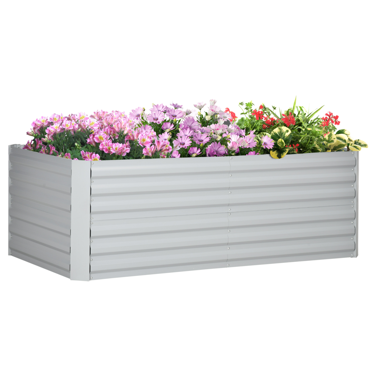 Outsunny Galvanised Steel Raised Garden Bed 180 x 90cm with Reinforced Rods