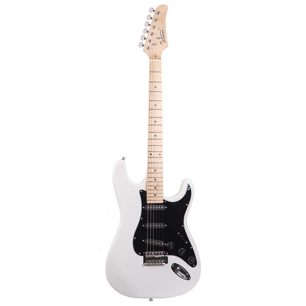 Glarry GST Stylish Electric Guitar Kit with Black Pickguard White