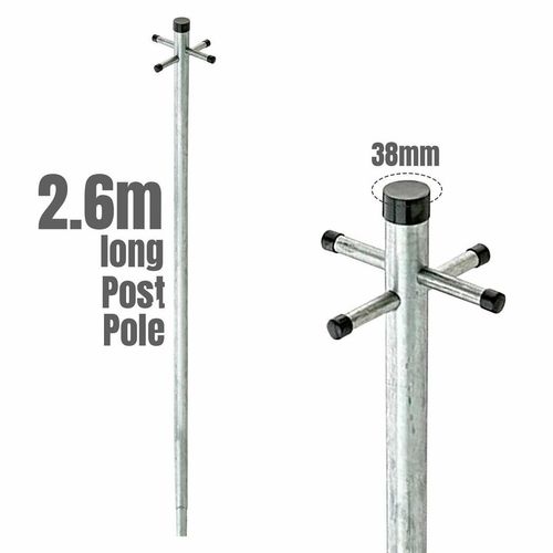 Heavy Duty Galvanized Outdoor Washing Line Pole, Telescopic Support, 2.6m Height