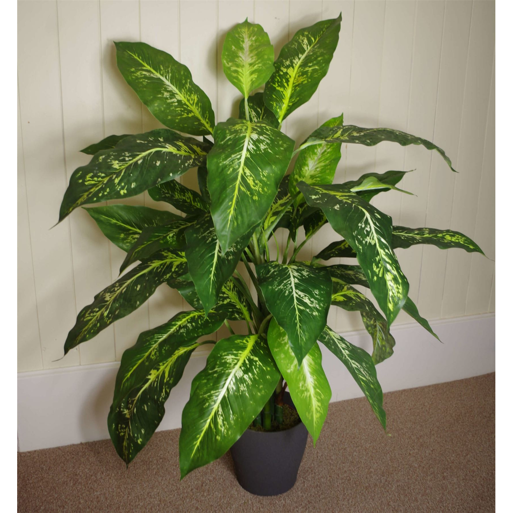 100cm Large Fox's Aglaonema Realistic Artificial Tree with Metal Planter