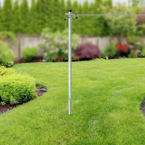 Heavy Duty Galvanized Outdoor Washing Line Pole, Telescopic Support, 2.6m Height