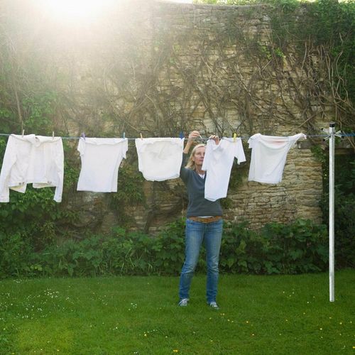 Heavy Duty Galvanized Outdoor Washing Line Pole, Telescopic Support, 2.6m Height