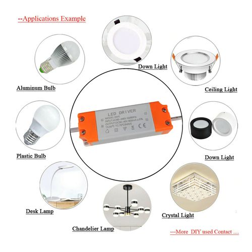 24W LED Driver Transformer DC 30 -40V Power Supply AC 85 - 265V For LED LIghts