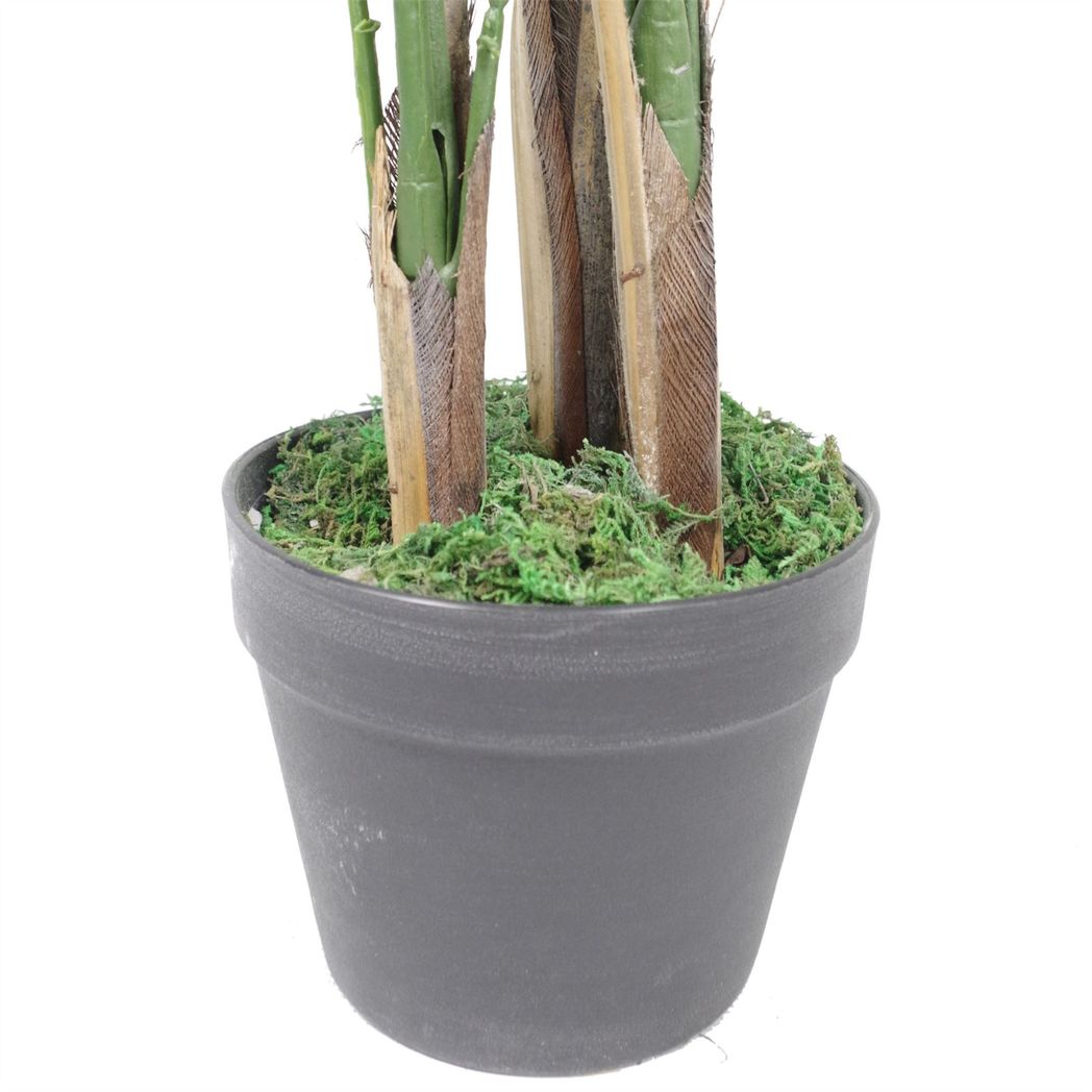 130cm Artificial Areca Palm Tree with Silver Metal Planter, Realistic Foliage, Ready to Display