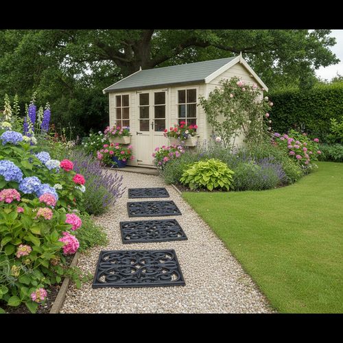 Square Rubber Step Stones, Set of 2, Non-Slip Garden Path Stones